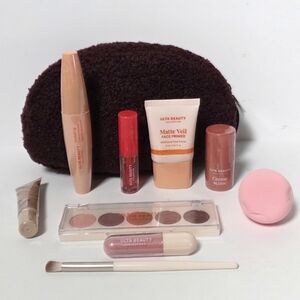 Ulta Beauty 10 Piece Make-Up Bundle Cosmetic Collection with Dark Burgundy Bag